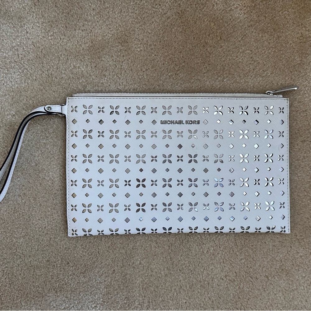 Michael Kors white wristlet